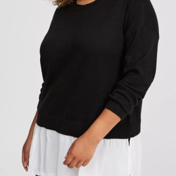 NWT Torrid Black and White Hem Layered 2fer Soft Sweater 0676 - Picture 2 of 11